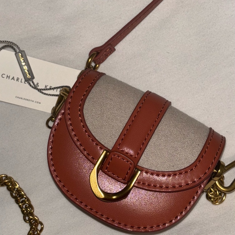 Charles & Keith Tan and Brown Mini Bag